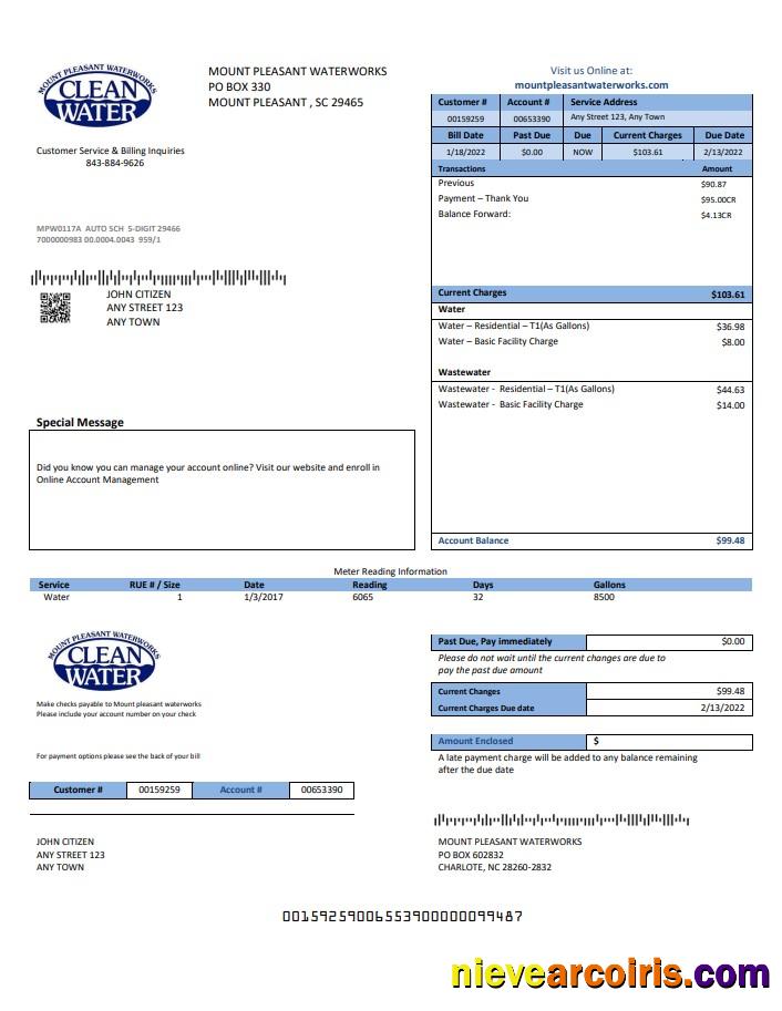 USA Clean Water utility bill